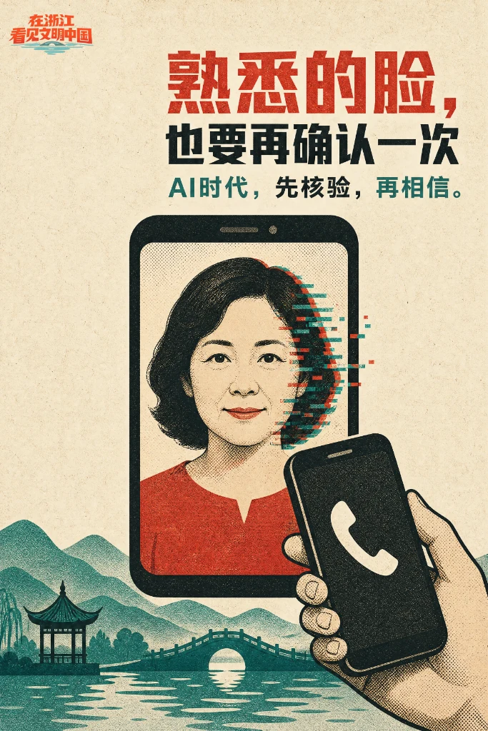 《熟悉的脸,也要再确认一次》网络文明公益海报